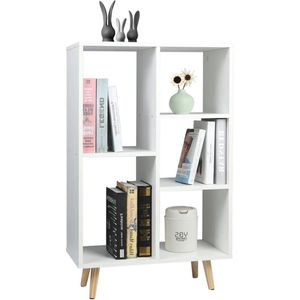 Open Boekenkast - 5 Vakken - Wit - Boekenrek - Hout - 60x30x95cm