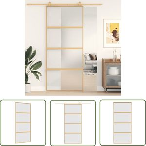 vidaXL Schuifdeur - 90x205 cm - Mat ESG-glas - Goud Schuifdeur - Schuifdeuren - Binnendeur - Glazen Deur - Gouden Deur