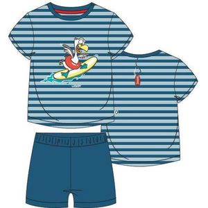 Woody pyjama baby - blauw-rood gestreept - zeemeeuw - 211-3-PSS-S/983 - maat 68