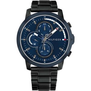 Tommy Hilfiger TH1792049 Heren Horloge - Jameson - Mineraalglas - Staal - Zwart - 46 mm breed - Quartz - Vouw/Vlindersluiting - 5 ATM (douchen)