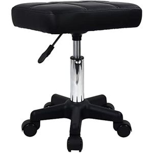 Rechthoek Rolling Kruk Met Wielen Hoogte Verstelbare Draaibare Kruk Stoel Voor Spa Salon Massage Zwart