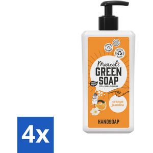 4 x Marcel's Green Soap - Handzeep - Sinaasappel & Jasmijn - Voor dagelijks gebruik - 500 ml - Handzeep - Biologische Handzeep - Plantaardige Zeep - Natuurlijke Handzeep - Sinaasappel Geur