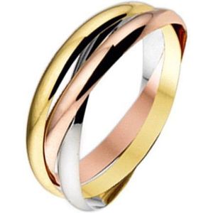 Trendjuwelier huiscollectie 4300457 Tricolor gouden ring 2.5 mm maat 16.5(52)