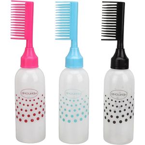 Set van 3 wortel kam applicator flessen met schaal, ideaal voor het nauwkeurig aanbrengen van haarverf, haarolie en shampoo voor een verzorgde haarverzorgingservaring