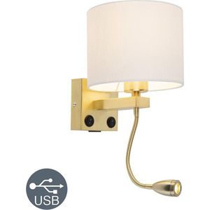 QAZQA brescia combi - Moderne Wandlamp voor binnen - 1 lichts - L 210 mm - Wit - Woonkamer | Slaapkamer