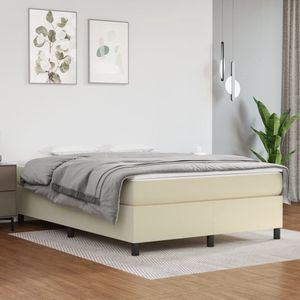The Living Store Boxspringbed Deluxe - Crème - 140 x 200 cm - Duurzaam kunstleer
