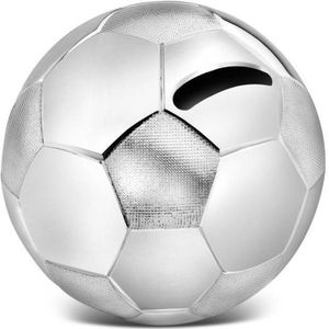 Zilverstad - Spaarpot Voetbal 8,5x8,5x8cm zilver kleur