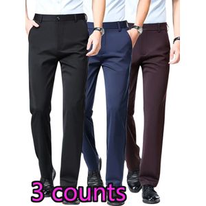 Nivard Pantalon Heren - Chino - Golfbroek - Nette Broek - Elastische Tailleband - Volwassenen - 3 Stuks - Zwart/Blauw/Donkerrood - XXXL