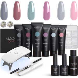 Moods Gellac - Luxe Polygel Set - Polygel Nagels Starterspakket - Inclusief UV LED lamp - 6 Kleuren - Grey Nude