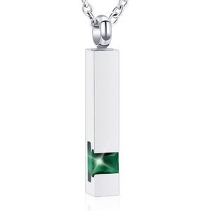Luxe Ashanger | Met Ketting | Assieraad | Zilverkleurig Met Groene Steen | As Ketting | Gedenksieraad | Urn | Incl. As vuller