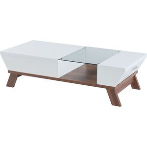 Salontafel Ljusdal 120x55x33 cm wit en walnootkleurig