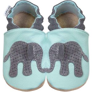Hobea helderblauwe babyslofjes met olifant maat 20/21