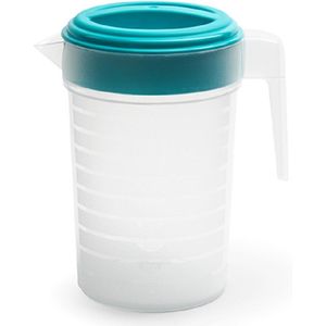 Waterkan - Sapkan - Transparant - Blauw - Deksel - 1 Liter - Kunstof - Smalle schenkkan
