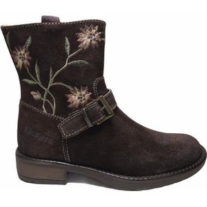 Kickers 3 bloemen rits laarsjes Wenda Dk bruin mt 31
