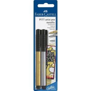 Faber-Castell tekenstift - Pitt Artist Pen - goud en zilver - op blister - FC-167396