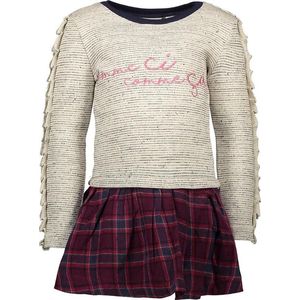 Bampidano-Girls Kids multi dress sweat top + woven check skirt -Pink Check