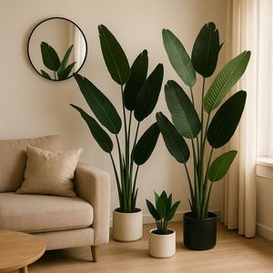 Kadirelli Strelitzia Nicolai – Kunstplanten voor Binnen – Kunstplant Strelitzia – Zijde – 180 cm – Inclusief Pot – Levensecht Design