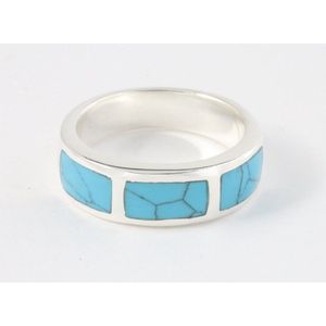 Zilveren ring met blauwe turkoois - maat 17