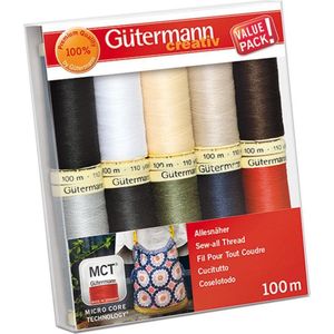 Gutermann naaigaren assortiment 10 basis kleuren