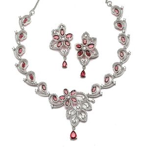 N3 Collecties Gerhodineerde Amerikaanse diamanten bloemen- en paisley-vormige Sieraden Set dames