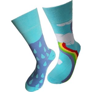 Verjaardag cadeautje voor hem en haar - Regenboog Mismatch - Regenboog sokken - Leuke sokken - Vrolijke sokken - Luckyday Socks - Sokken met tekst - Aparte Sokken - Socks waar je Happy van wordt - Maat 41-46