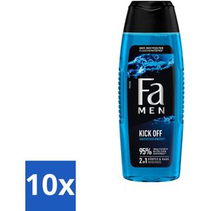 10 x Fa Men - Douchegel - Kick Off - Verfrissend & Energiek - Verzorgend - 250 ml - Energiek - 2-in-1 - Verzorgend - Milieuvriendelijk