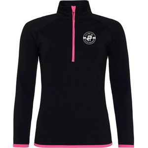 FitProWear Cool Fit Sweatshirt Zwart Roze Maat XS - Dames - Stretch - Vest - Sportkleding - Trainingskleding - Polyester - Ritssluiting - Sweater - Hoodie -