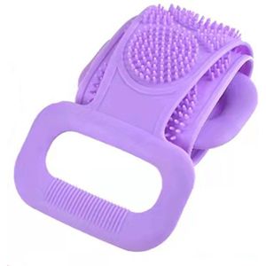 Siliconen badborstel, exfoliërende rugscrubber voor mannen en vrouwen, douche, bad, huidmassage, dieptereiniging, lichaamsscrubberborstel - paars - 60 cm