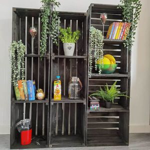 20x kist set - 20 Nieuwe fruitkisten van hout 50x40x30 cm - Zwart