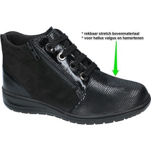 Solidus - KATE - Comfortschoenen - Zwart - Nubuk - Rekbaar Stretch