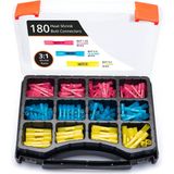 Wirefy - 180 Stuks - Stootverbinder Krimpkous Kit - Geïsoleerde en Afgedichte Kabelschoenen 0,5-6mm²