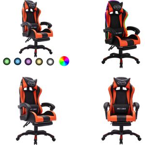 vidaXL Racestoel met RGB LED-verlichting kunstleer oranje en zwart - Kantoorstoel - Kantoorstoelen - Kantoor Stoel - Kantoor Stoelen