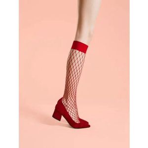 Fiore - Cabarette - Visnet Kniekousjes - 8 denier - One Size - Rood