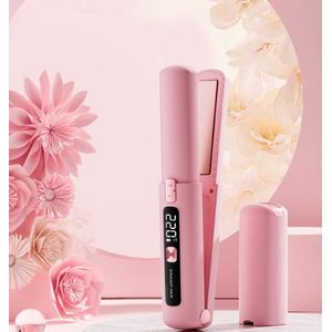 Stijltang En Krultang 2 In 1, Mini Lichtgewicht Klein, Usb Oplaadbaar, Draagbare Stijltang En Krultang (Roze)