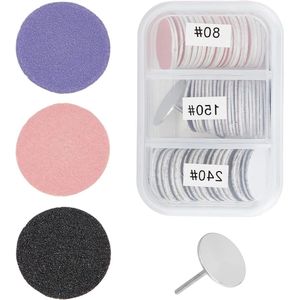 JHubers Goods - 72 stuks schuurpapierschijven met metalen nagelpunt voor nagelboor, pedicure-vervangingsschuurschijven #80 #150 #240