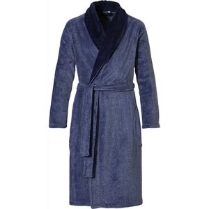 Badjas heren fleece - luxe ochtendjas heren – denim blauw - Pastunette - S (48)