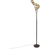 Paul Neuhaus kreta - Art Deco Vloerlamp | Staande Lamp - 6 lichts - H 1820 mm - Roestbruin - Woonkamer | Slaapkamer