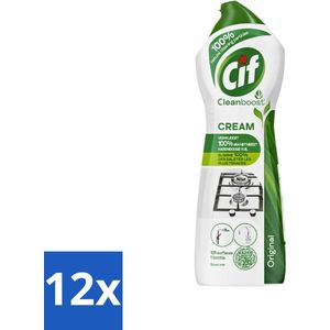Cif - Schuurmiddel - Cream Original - Verwijdert Hardnekkig Vuil - 750ml - Voordeelverpakking - 12 stuks