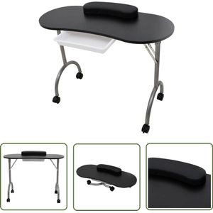 vidaXL Inklapbare Manicuretafel - 90 x 37 x 68 cm - Zwart - Met Lade -