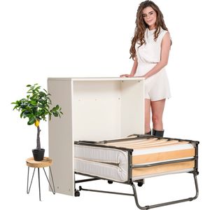 Troonz Matera Opklapbed 80x190 cm - Logeerbed Dressoir - Logeerbed - Stijlvol Vouwbed - Eenpersoonsbed - Opklapbed 1 persoons met ombouw