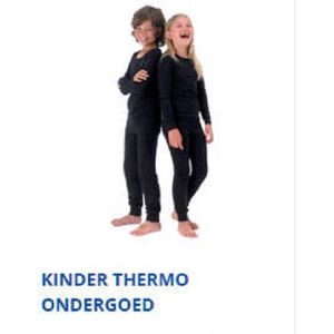 Kinder thermo broek - maat 122/128 unisex zwart - warm en comfortabel - thermobroek voor kinderen