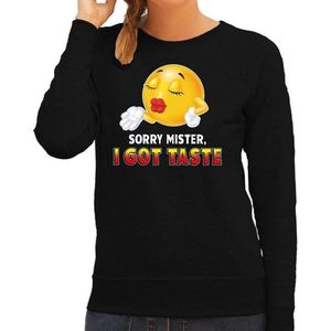 Funny emoticon sweater Sorry mister i got taste zwart voor dames -  Fun / cadeau trui XL