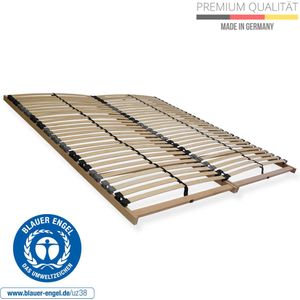 Lattenbodem 180x200, Ergonomisch 7-zone lattenbodem met stevig beukenhouten frame, 28 latten, Gemaakt in Duitsland, Zelf te monteren, Draagvermogen ca. 150kg, Flexibele veerhouten latten