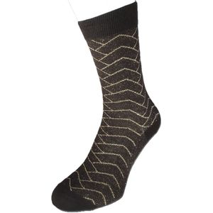 Bonnie Doon Katoenen Dames Sock met subtiel Glitter van zachte Lurex in vlecht patroon Donker Bruint maat 36/42 - bruine dames sokken -ton sur ton glitter - feestelijk - chique - casual - gladde teennaad - Katoen - Comfortabel - Brown - BP251101
