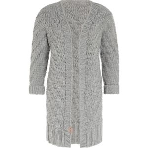 Knit Factory Sally Gebreid Dames Vest - Grof gebreid grijsbruin damesvest - Cardigan voor de herfst en winter - Middellang vest reikend tot boven de knie - Iced Clay - 36/38