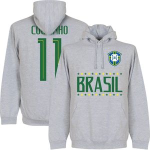 Brazilië Coutinho 11 Team Hooded Sweater - Grijs - XL