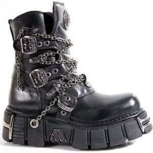 New Rock Enkellaars -40 Shoes- M-1011-S1 Zwart/Zilverkleurig