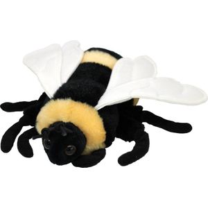 Nature Planet Knuffeldier Honingbij/bijen - zachte pluche stof - premium knuffels - geel/zwart - 15 cm