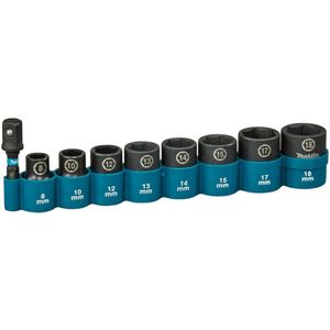 Makita - E-16639 Krachtdoppenset - Zwart - 9-delig - Chroom-molybdeen