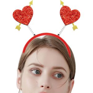 Cute Red Heart Shape Headband - Valentines Day Hairband - Festival Party Accessories - Photo Props - Hair Decor for Women - New Year Wedding .